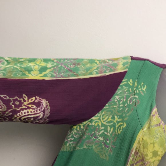 Soft Surroundings Purple, Green and Blue Batik Paisley Design Topper Size PS - Picture 5 of 10